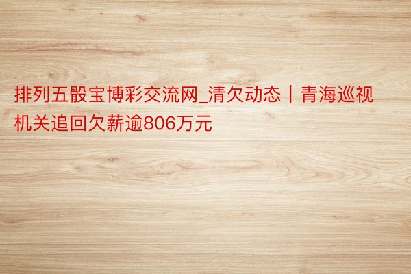 排列五骰宝博彩交流网_清欠动态｜青海巡视机关追回欠薪逾806万元