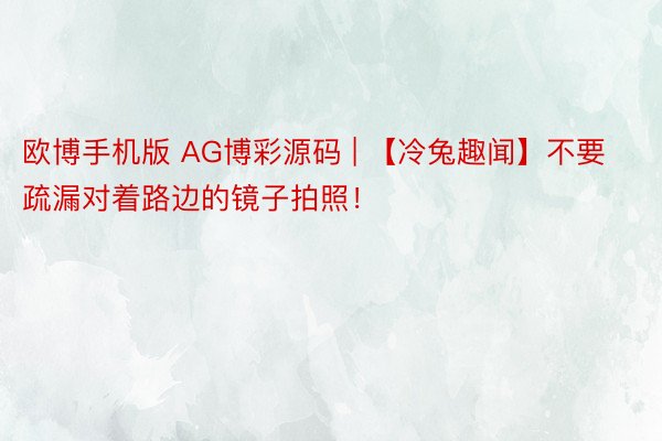 欧博手机版 AG博彩源码 | 【冷兔趣闻】不要疏漏对着路边的镜子拍照！