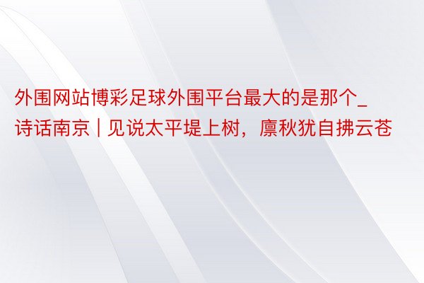 外围网站博彩足球外围平台最大的是那个_诗话南京 | 见说太平堤上树，廪秋犹自拂云苍